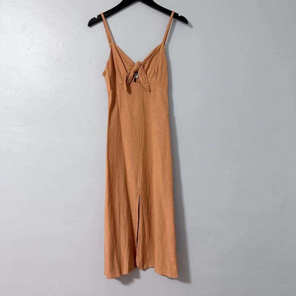 NWT Roxy Bittersweet Step Sleeveless Earthy Tan Tie-Front Midi Roxy S
